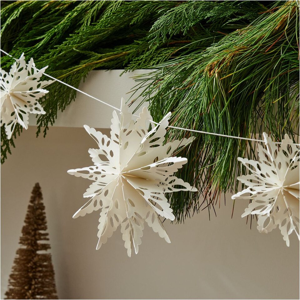 Paper Snowflake Garland Holiday Decor Charm West Elm UK